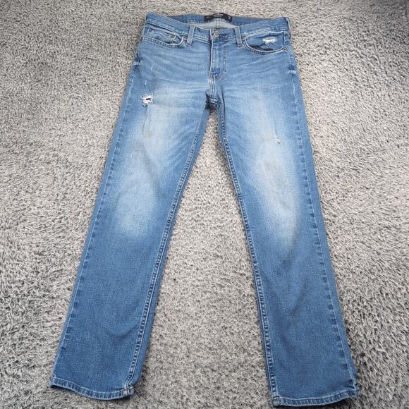 Hollister Jeans Men 29X30 Blue Slim Straight Distressed Normcore Advanced Flex - Picture 3 of 10